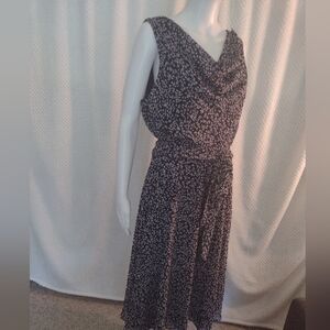 Jessica Howard Midi Navy/White Dress Cowl Neckline Sleeveless SZ14